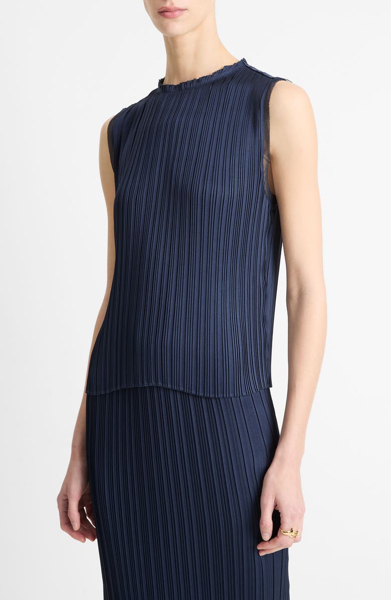 Vince Plissé Sleeveless Top, Alternate, color, Coastal Blue