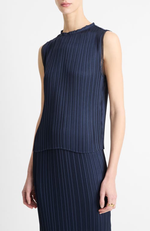 Shop Vince Plissé Sleeveless Top In Coastal Blue