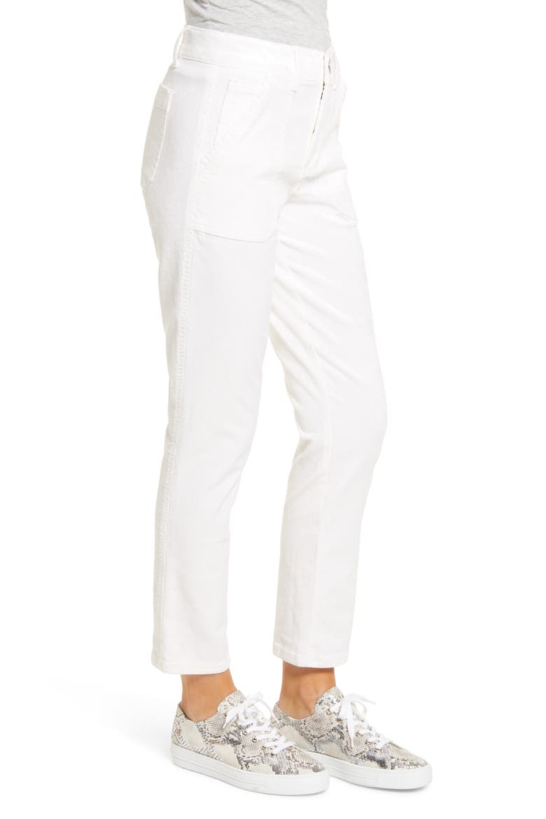 'Ab'Solution High Waist Straight Leg Utility Jeans (Nordstrom Exclusive), Alternate, color, OFF WHITE