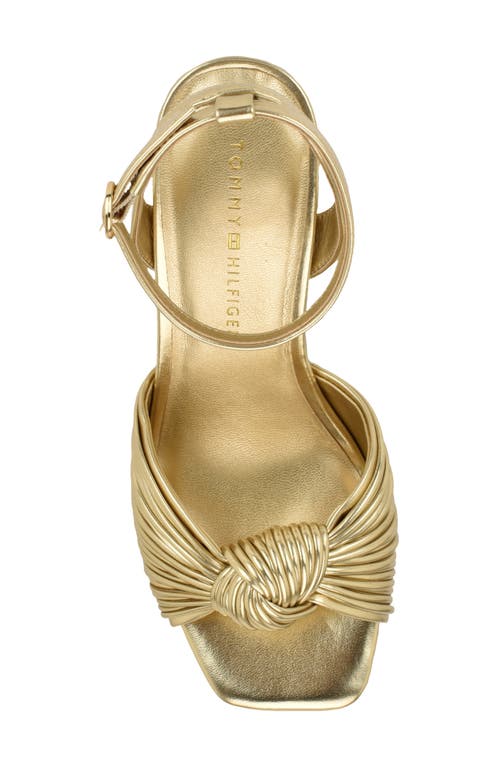 Tommy Hilfiger Sarifina Knotted Strap Sandal In Gol01- Summer Gold