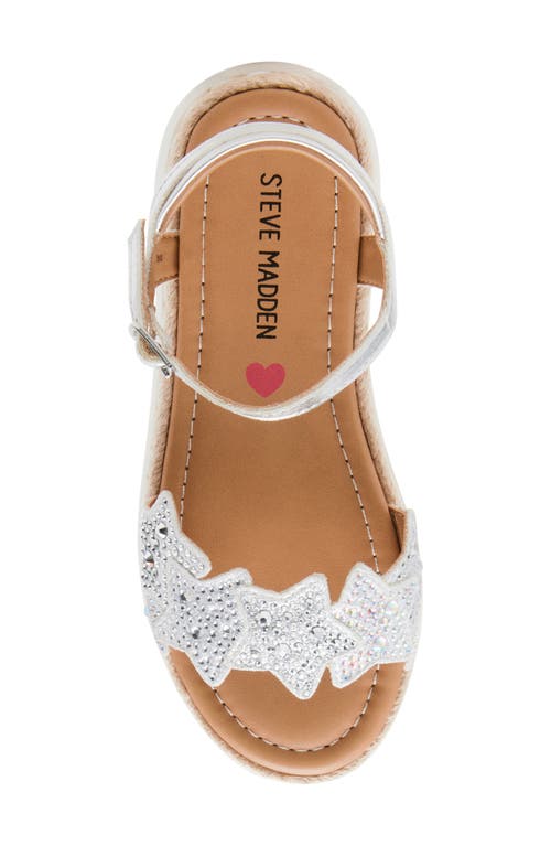 Steve Madden Kids' Jgems Ankle Strap Espadrille Platform Sandal In Rhinestone
