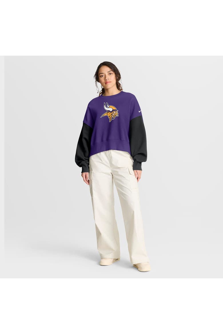 Women's Nike Purple Minnesota Vikings Oversized Color-Block Pullover Sweatshirt, Alternate, color, Purple