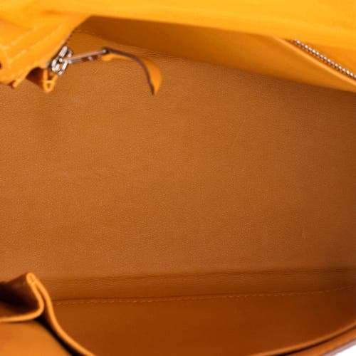 Pre-owned Hermes  Hermes Kelly Handbag Orange Swift With Palladium Hardware 25 In Orange