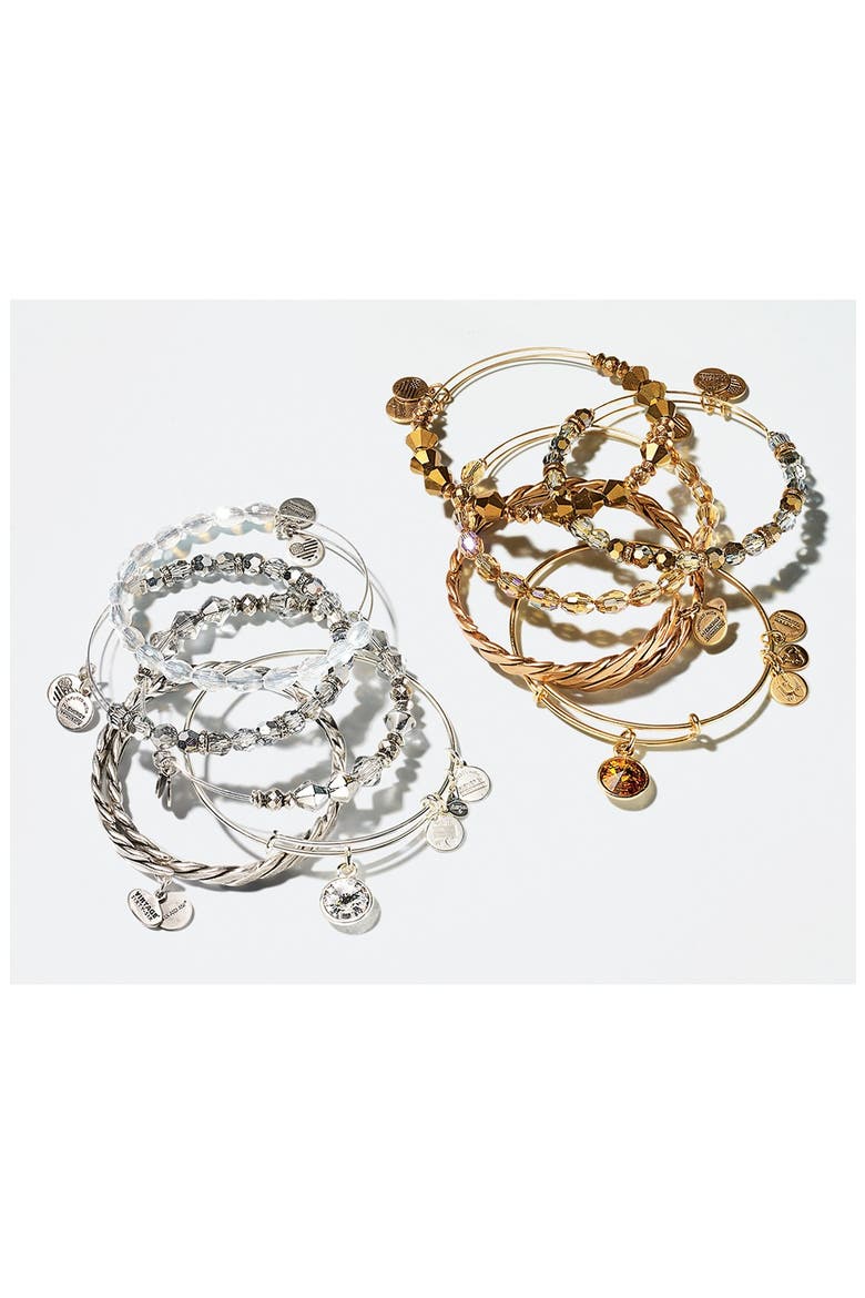 Birthstone Expandable Wire Bangle, Alternate, color, APRIL CRYSTAL