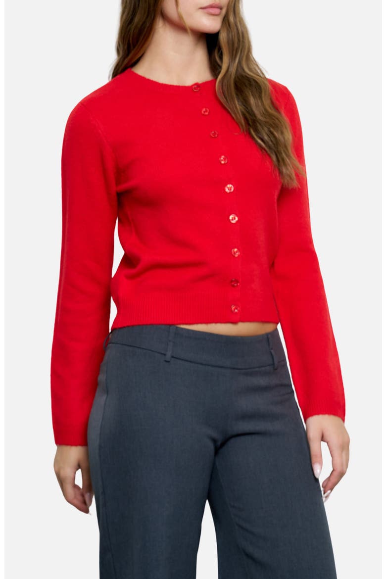Button Down Cardigan, Main, color, RED