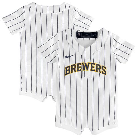 Newborn & Infant Nike White Milwaukee Brewers Alternate Replica Romper Jersey