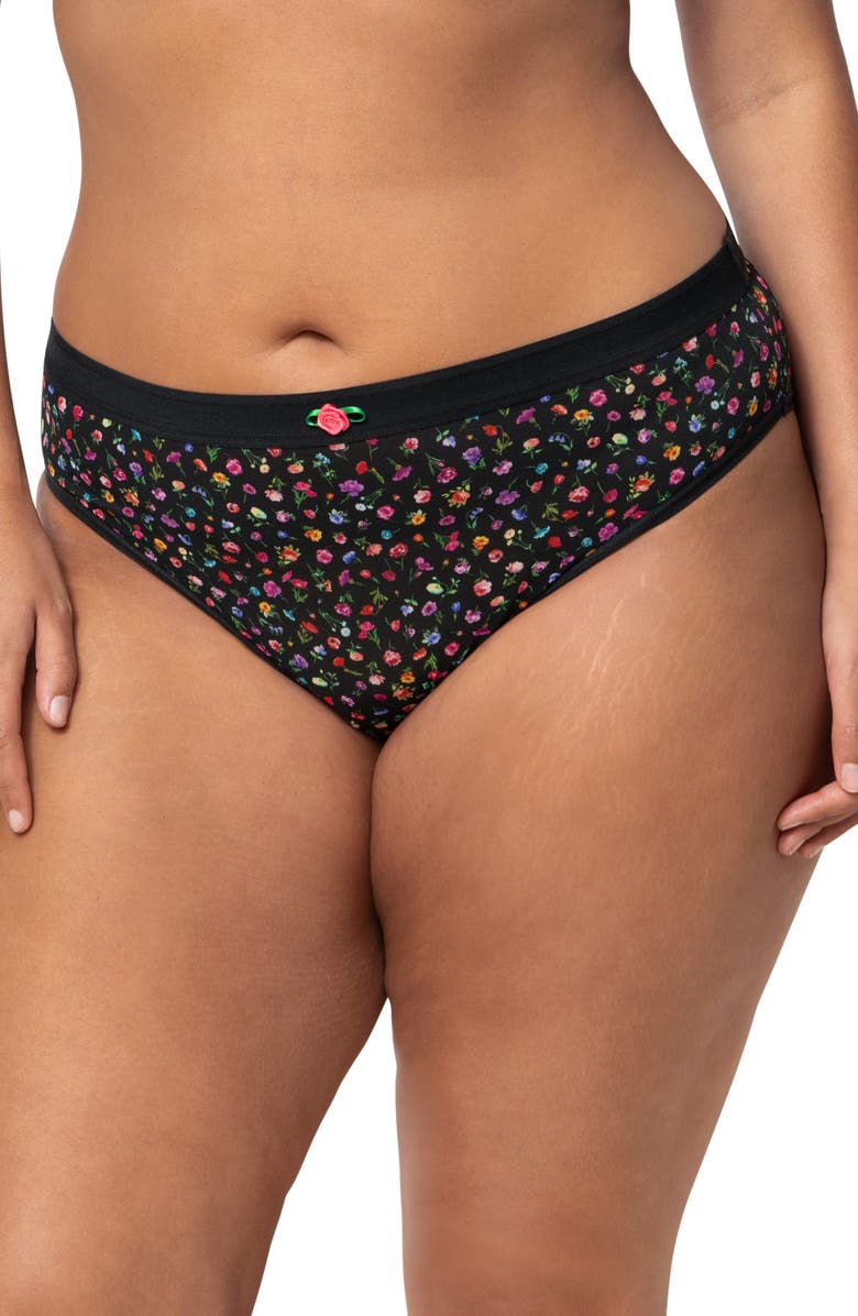 Curvy Couture Sheer Mesh High Cut Briefs, Main, color, Meadow Dream