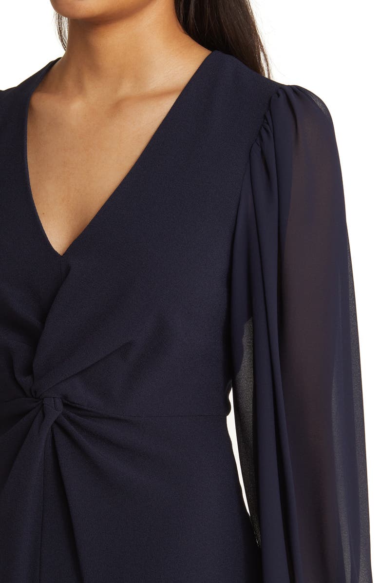 Vince Camuto Twist Long Sleeve Stretch Crepe Dress, Alternate, color, Navy