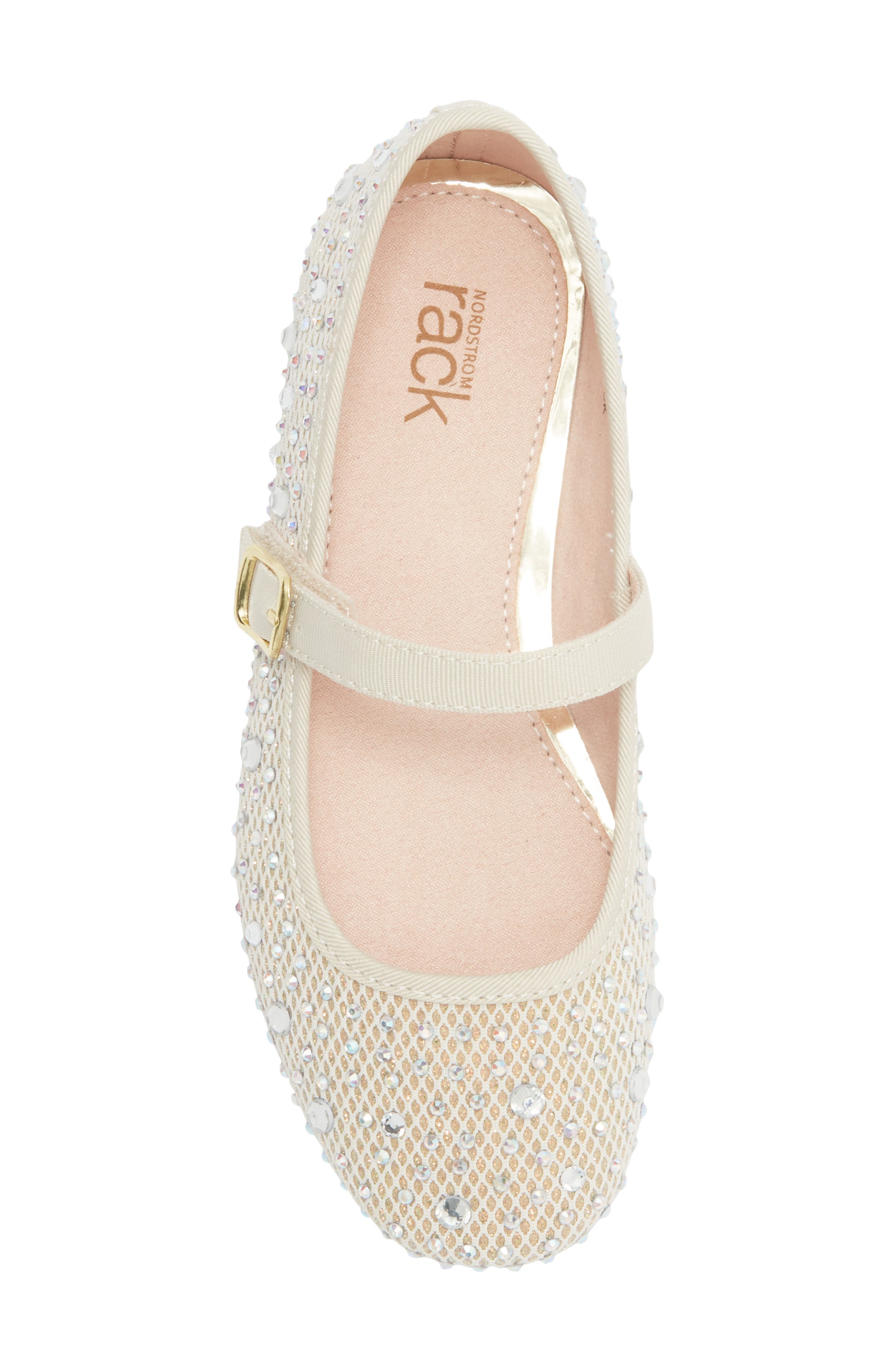 Kids' Rhinestone Mesh Mary Jane Flat, Alternate, color, BEIGE SAND