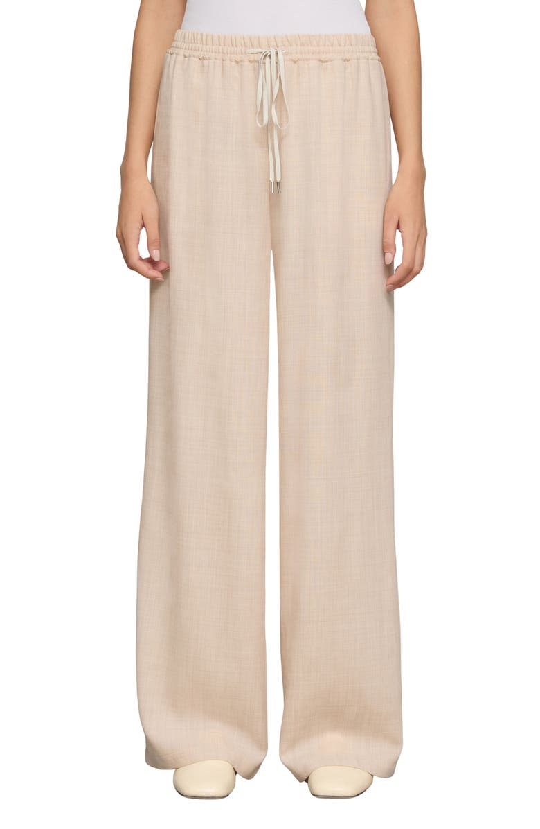 Lafayette 148 New York Penn Wool & Silk Wide Leg Pants, Main, color, Taupe Melange