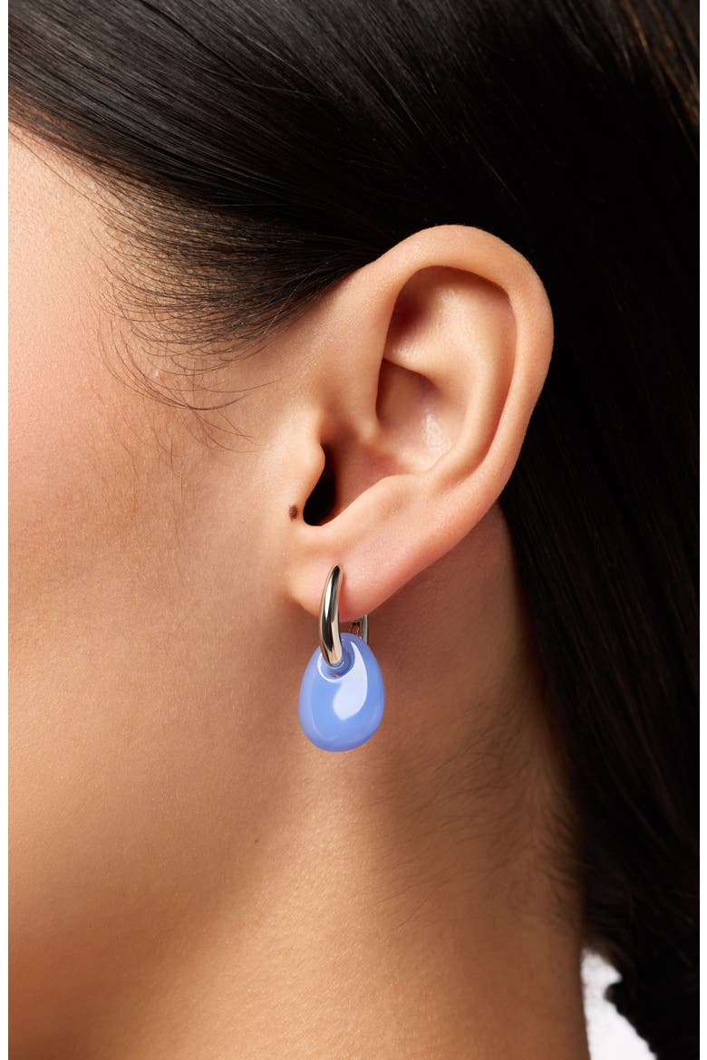 Kayla Clear Drop Hoop Earrings, Alternate, color, SILVER / BLUE