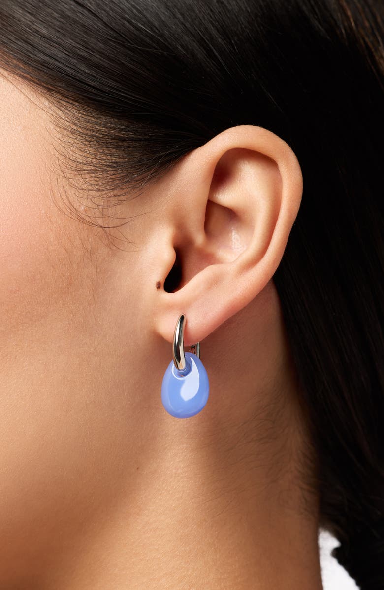 Ana Luisa Kayla Clear Drop Hoop Earrings, Alternate, color, Silver / Blue