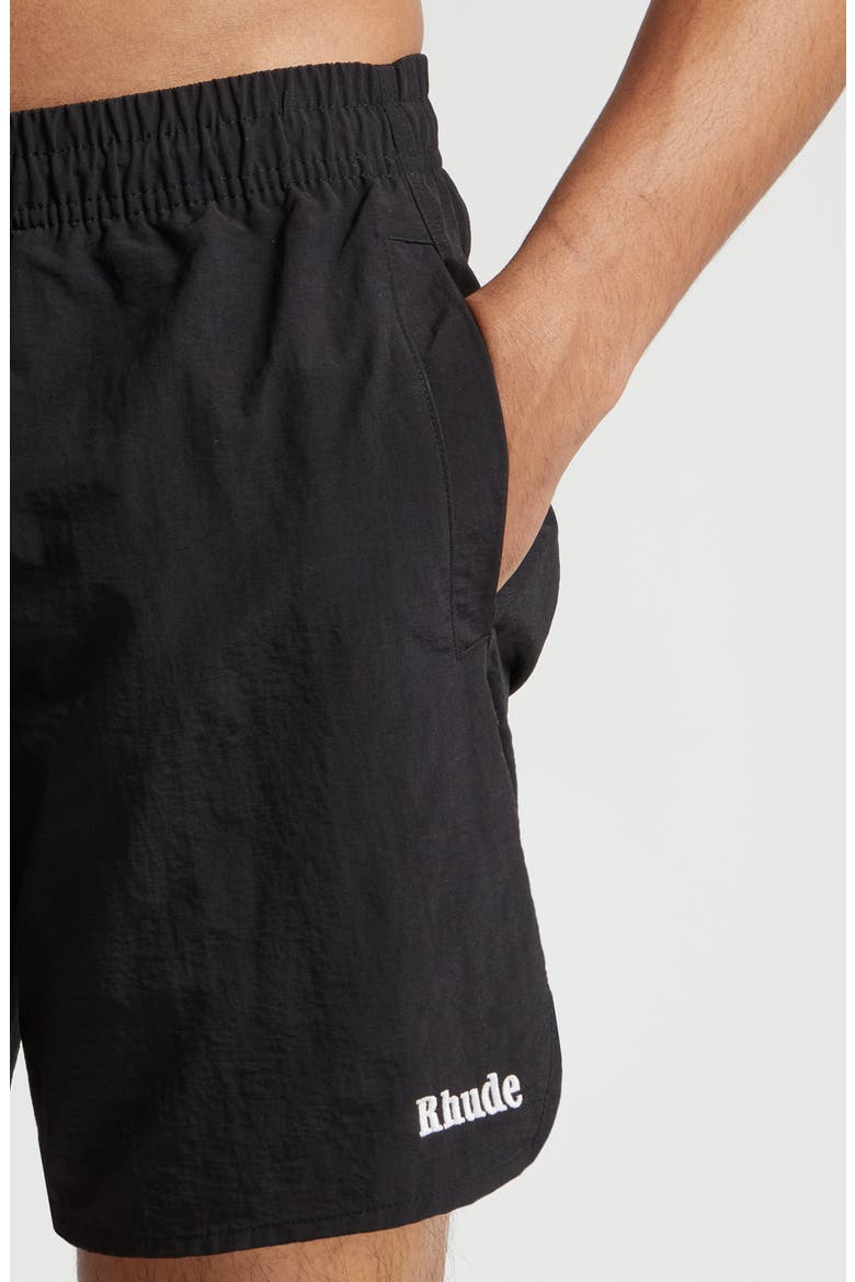 Classic Logo Nylon Swim Trunks, Alternate, color, BLACK/ WHITE