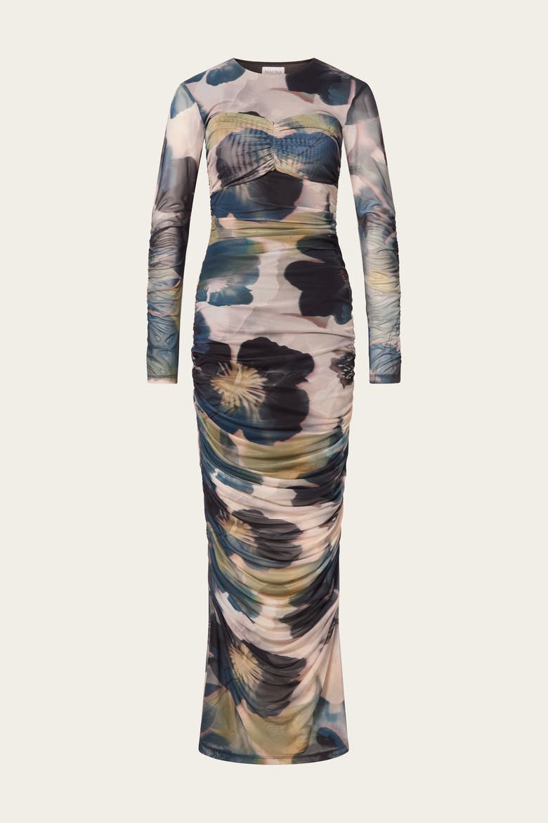 Elionora Sheer Jersey Midi Dress, Alternate, color, Dusty Poppy