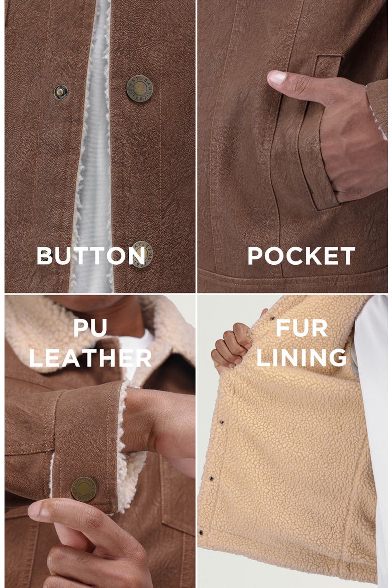 Faux Shearling Lined Trucker Jacket, Alternate, color, BROWN
