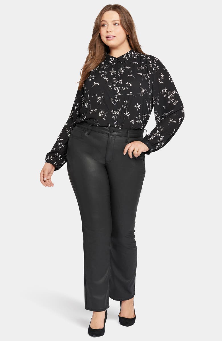 NYDJ Marilyn Straight Leg Jeans, Alternate, color, Black Coated