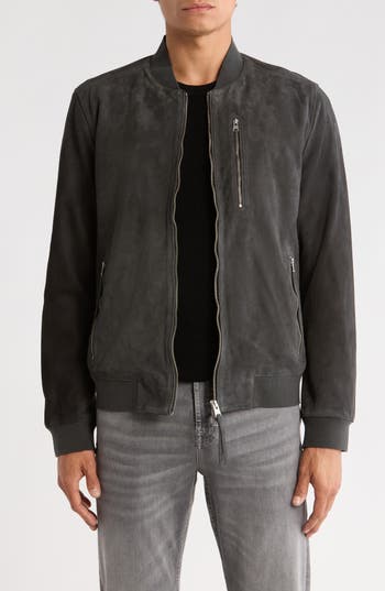 Allsaints Kemble Suede Bomber Jacket In Black