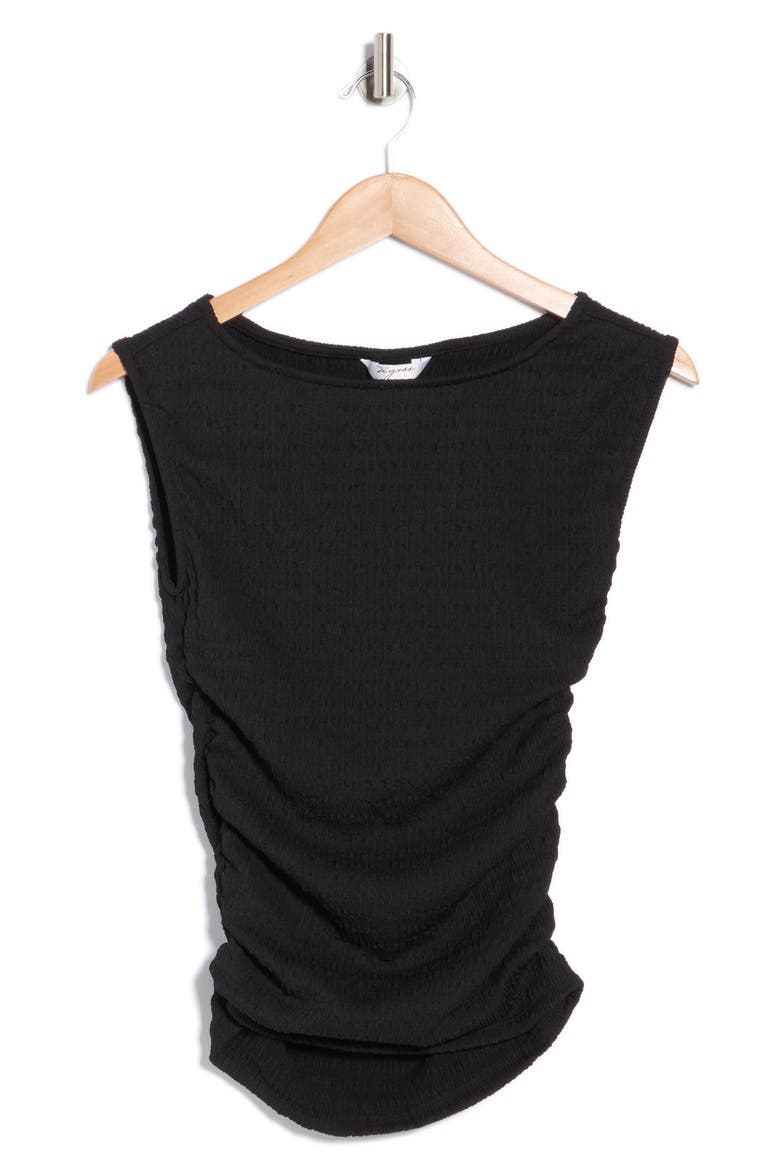 Textured Boatneck Tank, Alternate, color, BLACK