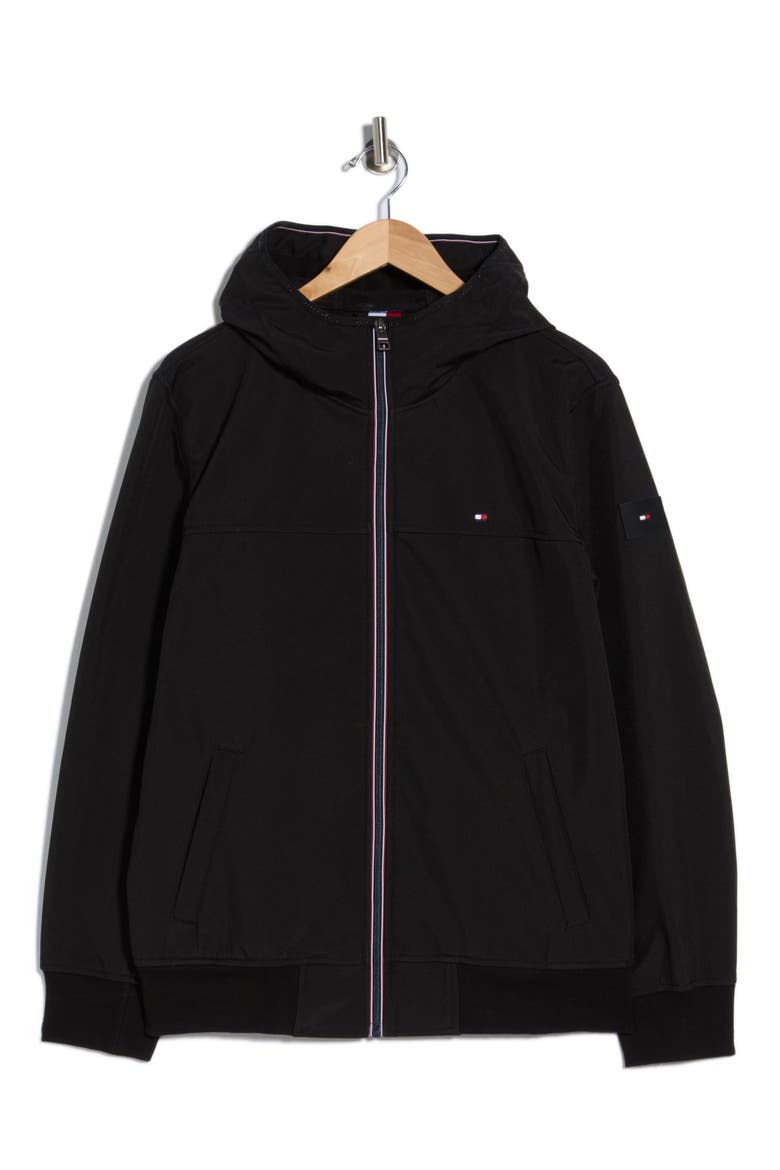 Water Resistant Hooded Softshell Jacket, Alternate, color, BLACK