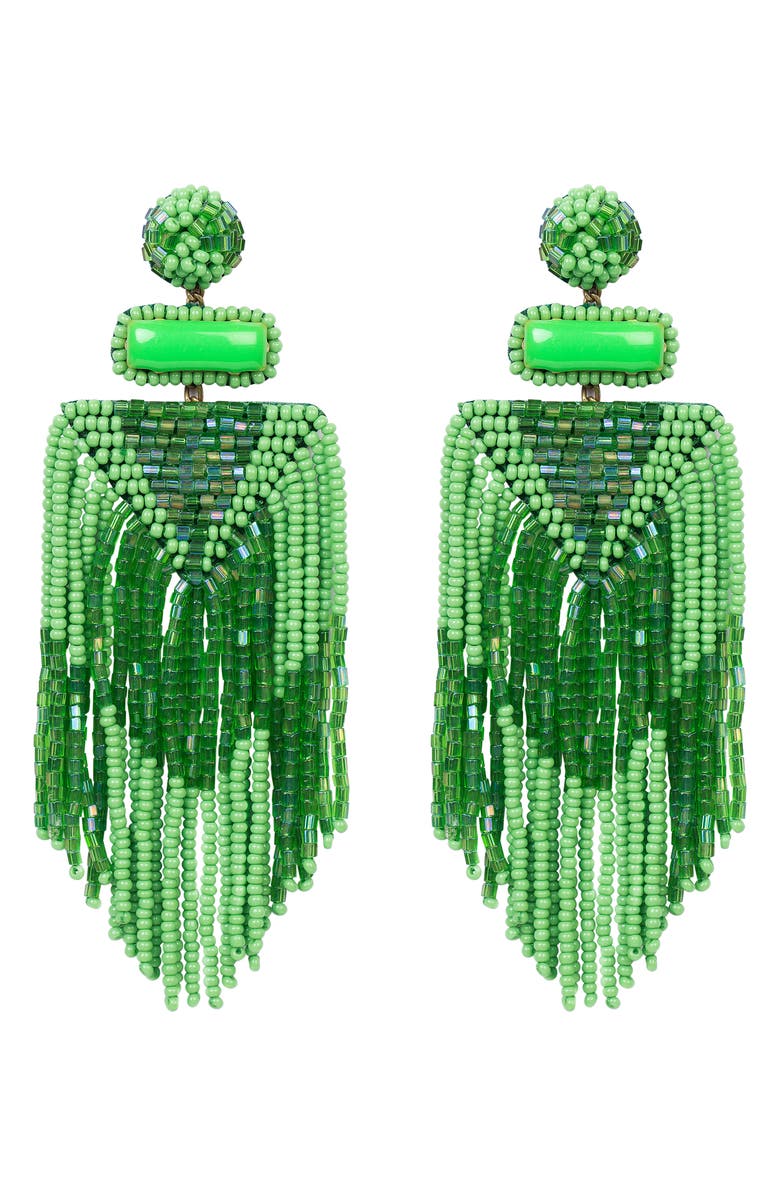 Deepa Gurnani Jody Beaded Tassel Earrings, Main, color, Green