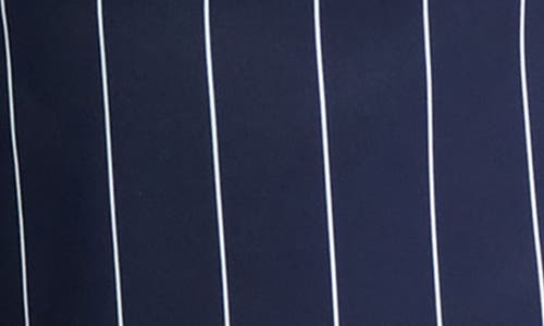 Steve Madden Beckham Pinstripe Crop Satin Jacket In Navy
