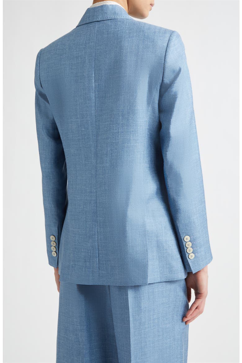 Double Breasted Wool, Silk & Linen Blazer, Alternate, color, 130 SKY BLUE