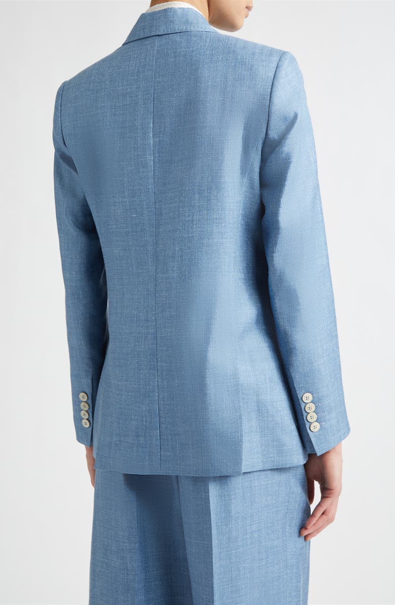 Eleventy Double Breasted Wool, Silk & Linen Blazer, Alternate, color, 130 Sky Blue