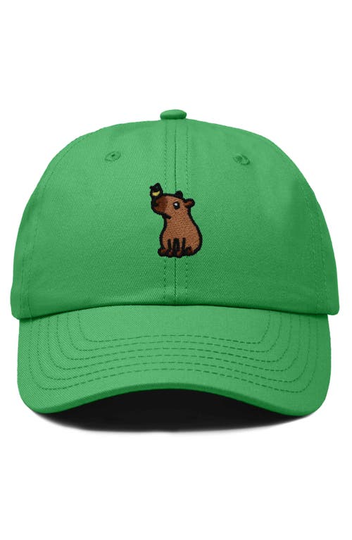 Dalix Capybara Embroidered Everyday Hat In Kelly Green