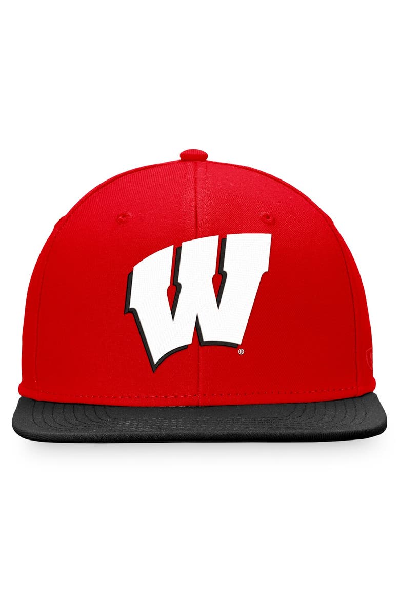 Men's Top of the World Red Wisconsin Badgers Fundamental Snapback Hat, Alternate, color, Red
