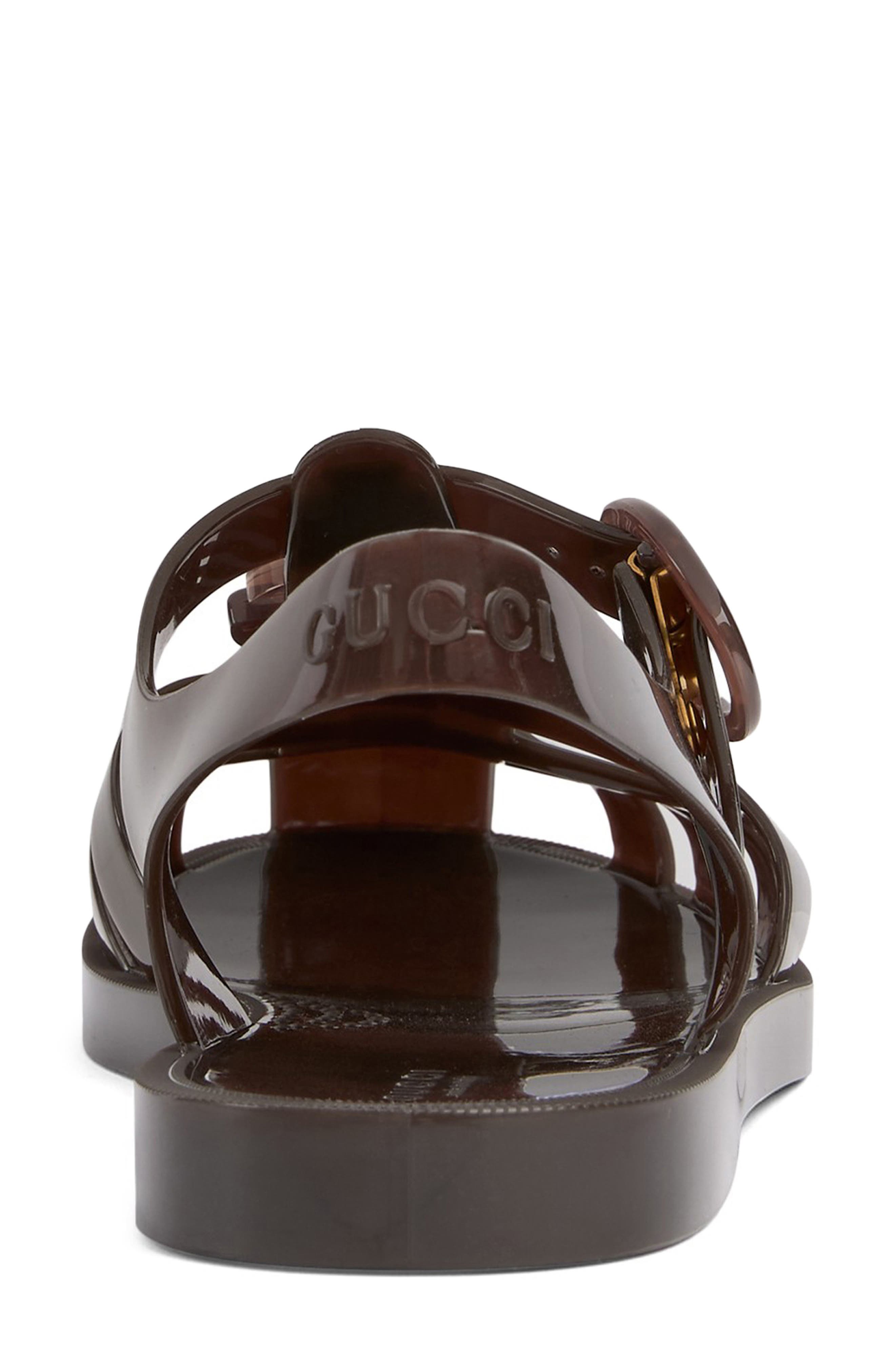Gucci Marmont Jelly Sandal, Alternate, color, Brown