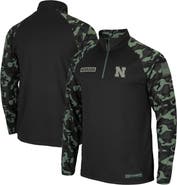 COLOSSEUM Men's Colosseum Black Nebraska Huskers OHT Military Appreciation Take Flight Raglan Quarter-Zip Jacket