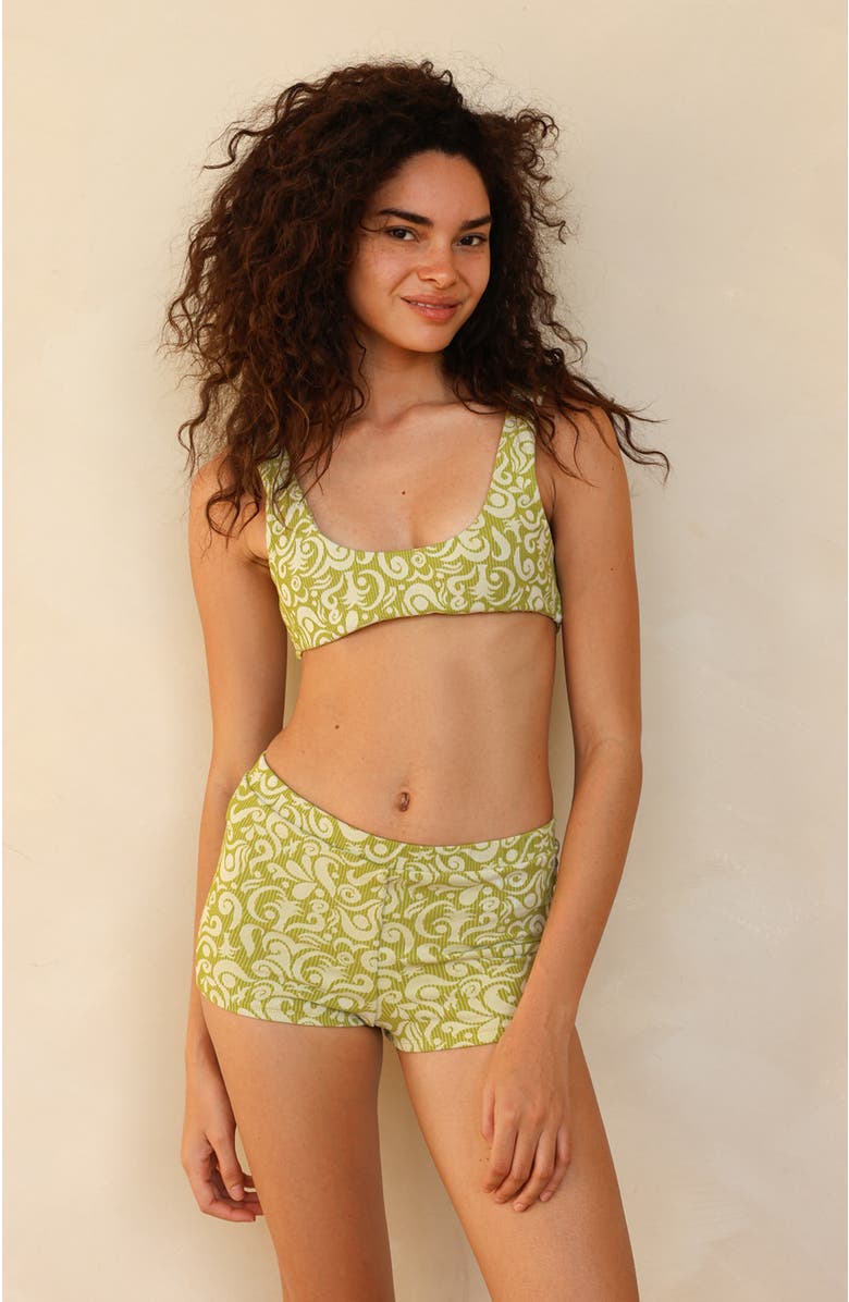 Dippin Daisys Farrah Elastic Waist Booty Short, Alternate, color, Twin Fin Matcha