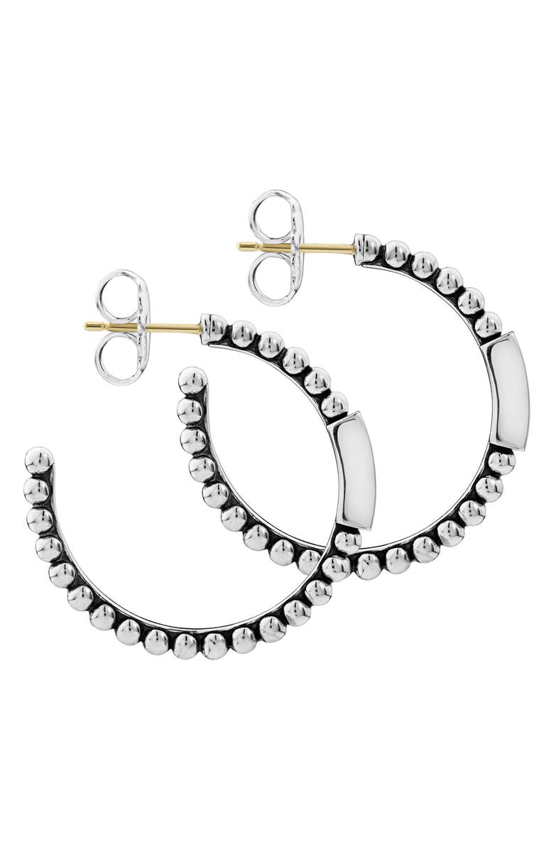 LAGOS Caviar Spark Diamond Hoop Earrings, Alternate, color, Silver/ Diamond
