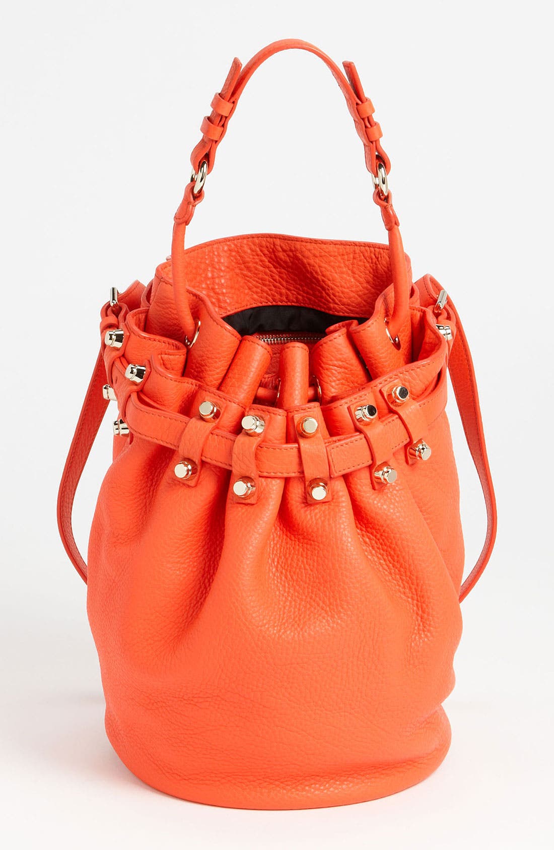 'Diego - Pale Gold' Leather Bucket Bag, Main, color, TANG/ PALE GOLD