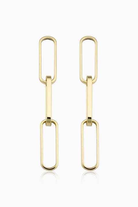 14K Yellow Gold Venice Link Bold Drop Earrings