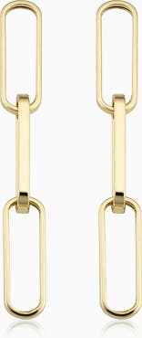 Oradina 14K Yellow Gold Venice Link Bold Drop Earrings