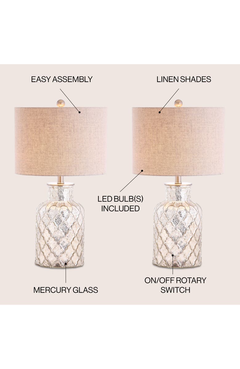 JONATHAN Y Alvord LED Glass Table Lamp, Alternate, color, Mercury Silver