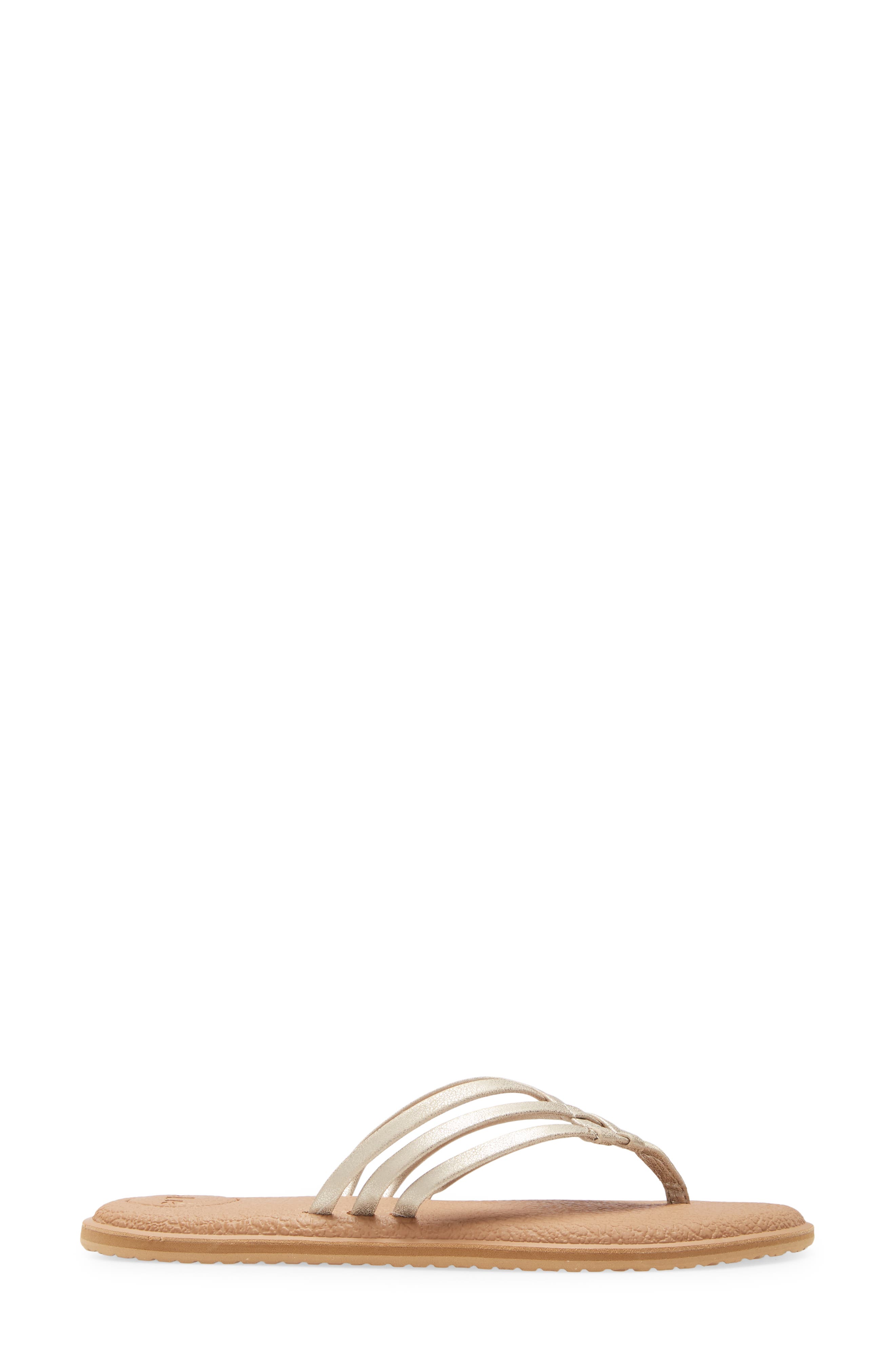 Yoga Salty Shimmer Flip Flop, Alternate, color, CHAMPAGNE