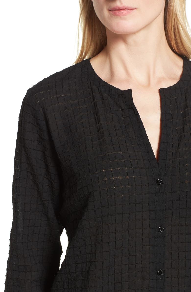 Eileen Fisher Check Textured Blouse, Alternate, color,