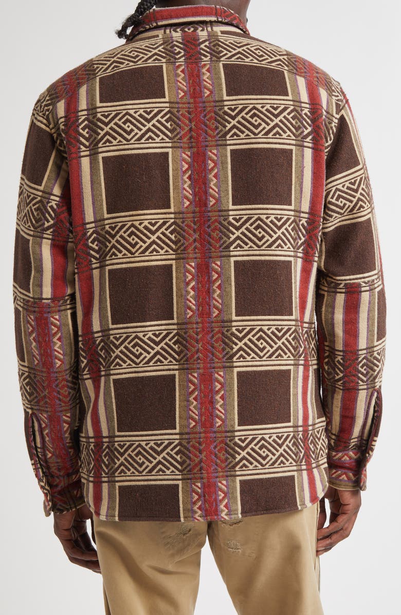 Double RL Padded Jacquard Overshirt, Alternate, color, Brown/ Olive