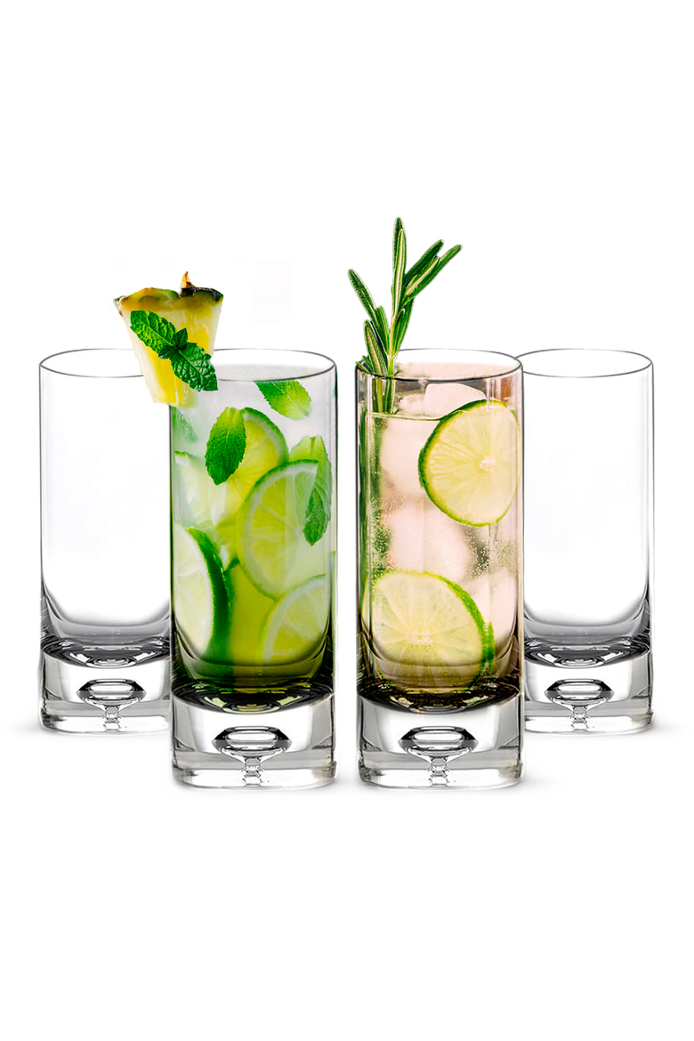 Crystal Bubble Base Collins Glass Highball Tumbler - 12oz - Set of 4, Main, color, Clear