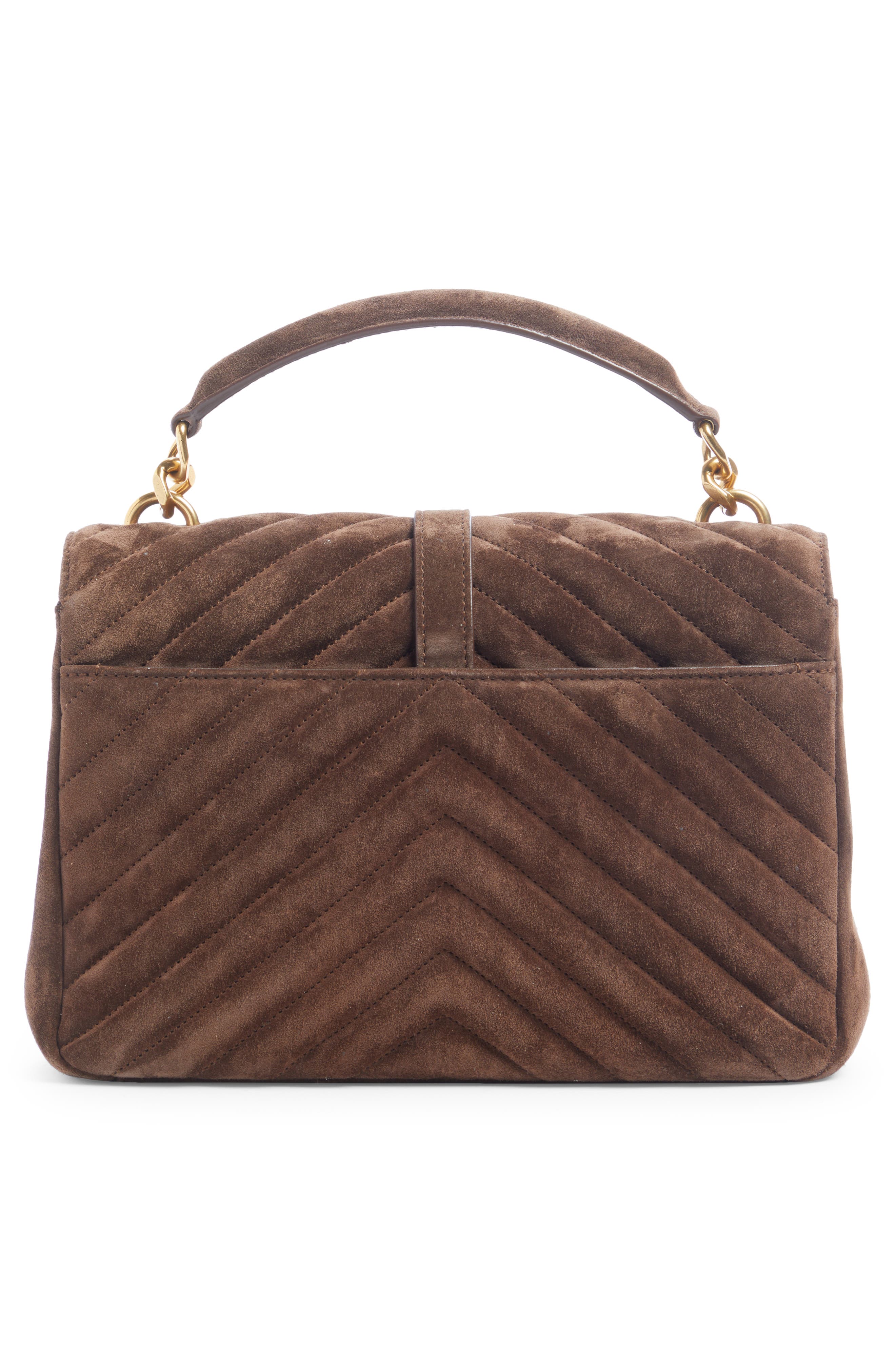 Saint Laurent Medium College Suede Shoulder Bag, Alternate, color, 