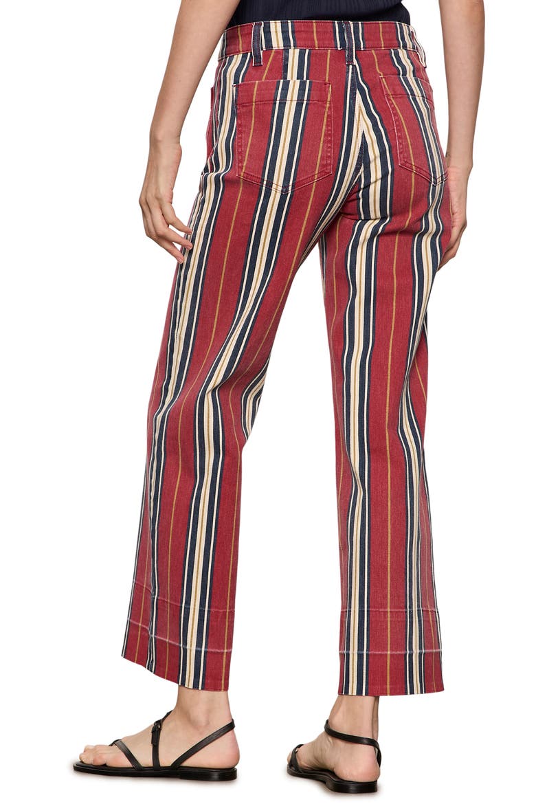 Mariner Wide Leg Stripe Ankle Pants, Alternate, color, VERY BERRY RED