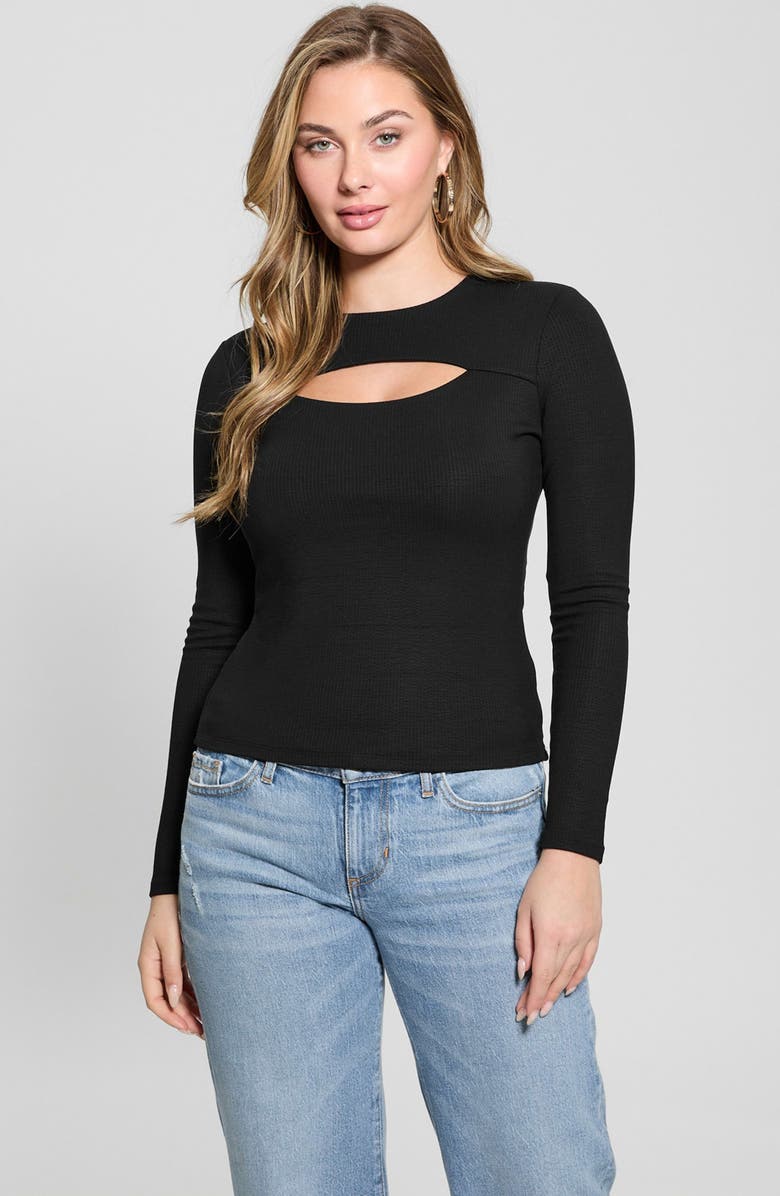 GUESS Toni Cutout Rib Top, Alternate, color, 