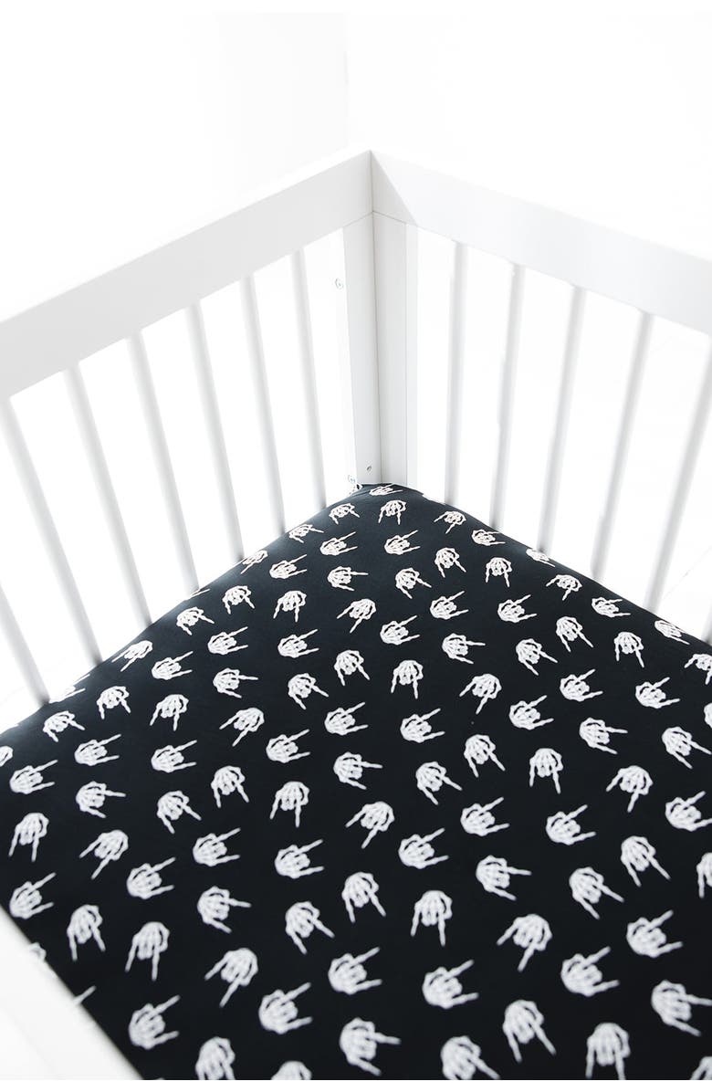 Charlie Lou Baby<sup>®</sup> Rock N' Skull Crib Sheet, Main, color,