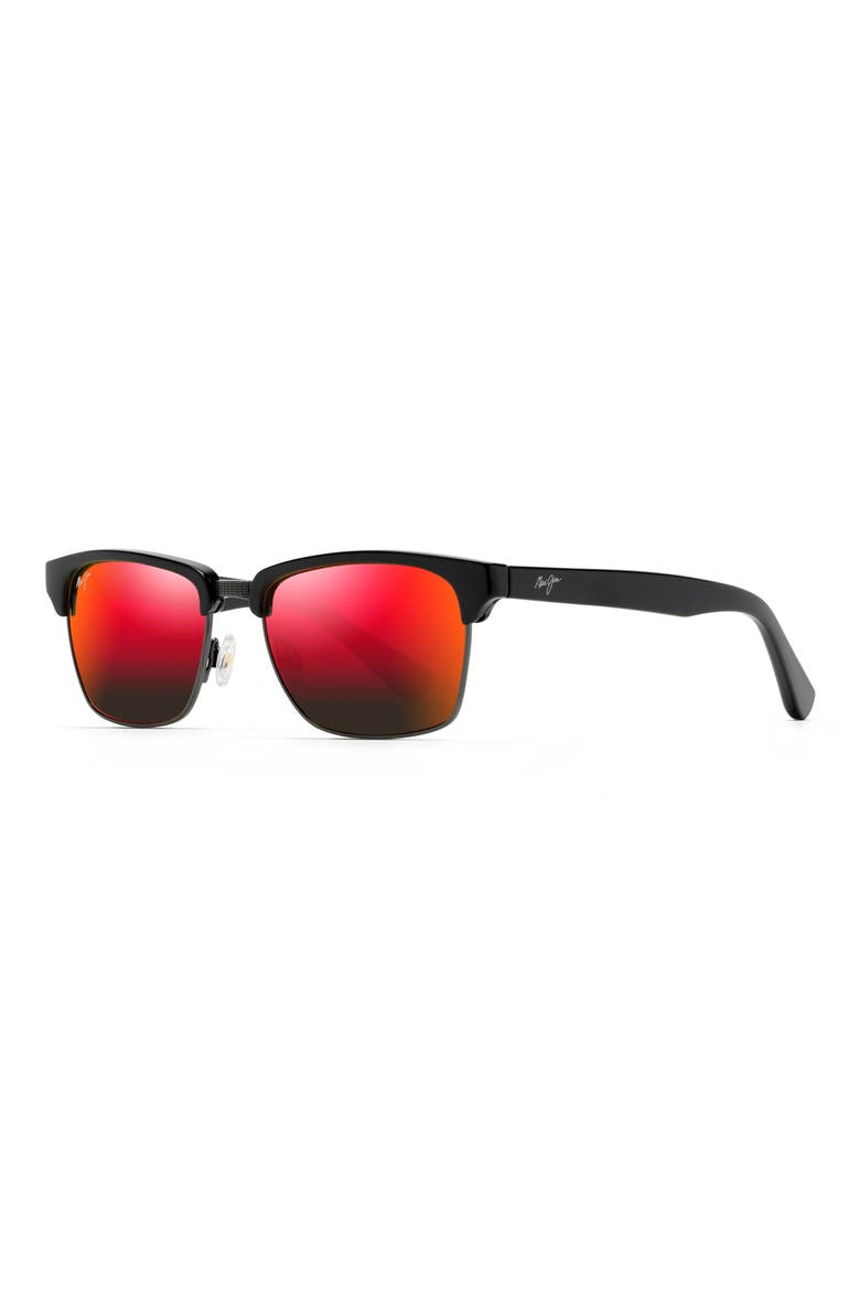 Kawika 54mm Polarized Square Sunglasses, Alternate, color, BLACK GLOSS