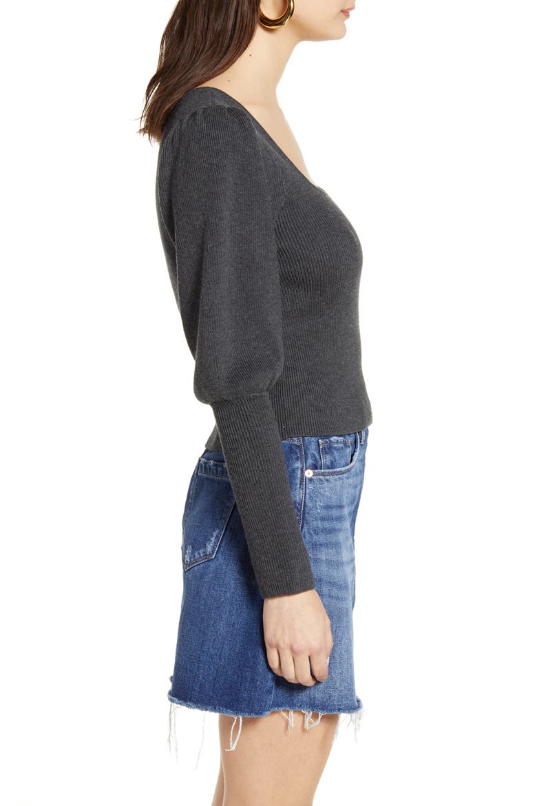 Long Sleeve Square Neck Sweater, Alternate, color, CHARCOAL