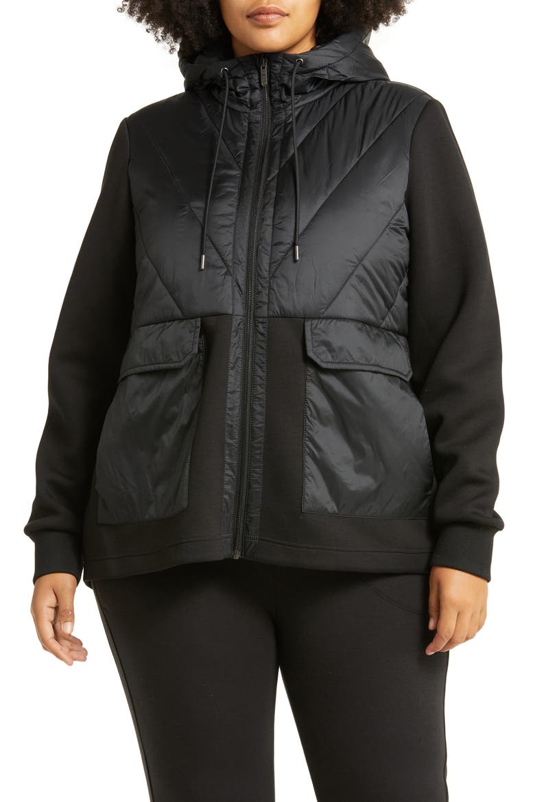 Hybrid Puffer Jacket, Alternate, color, BLACK