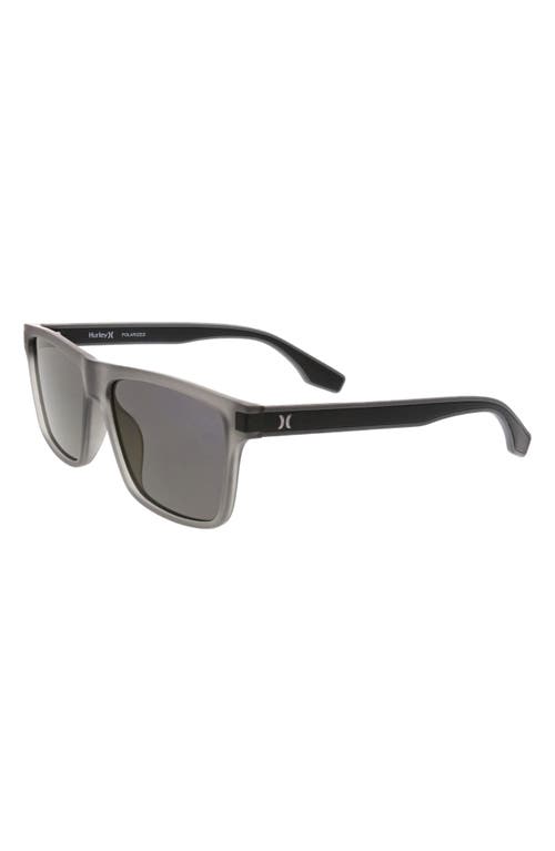 Hurley 56mm Flat Top Polarized Square Sunglasses In Gray