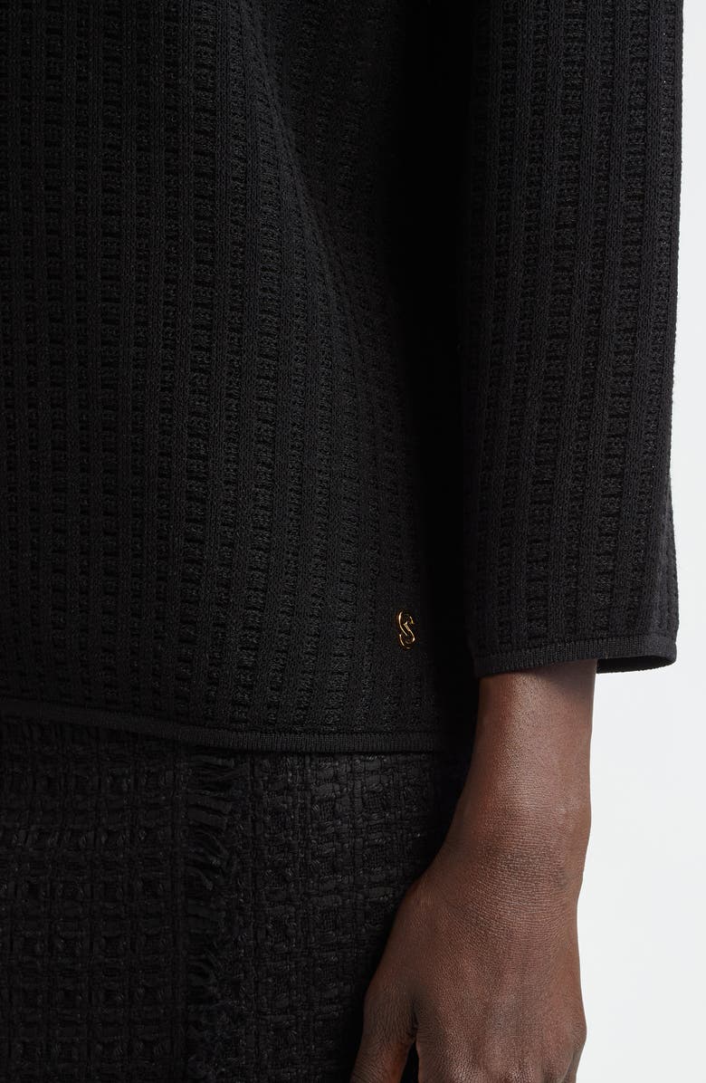 ST. JOHN Plaid Knit Polo Sweater, Alternate, color,